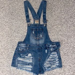 Jean overalls shorts